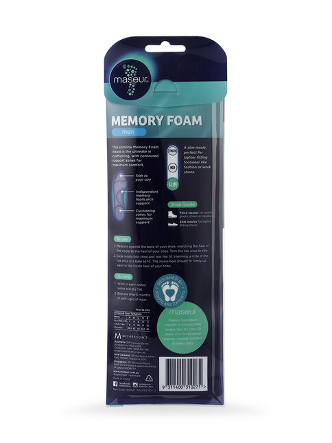 Men's Memory Foam Insoles, 1 pair