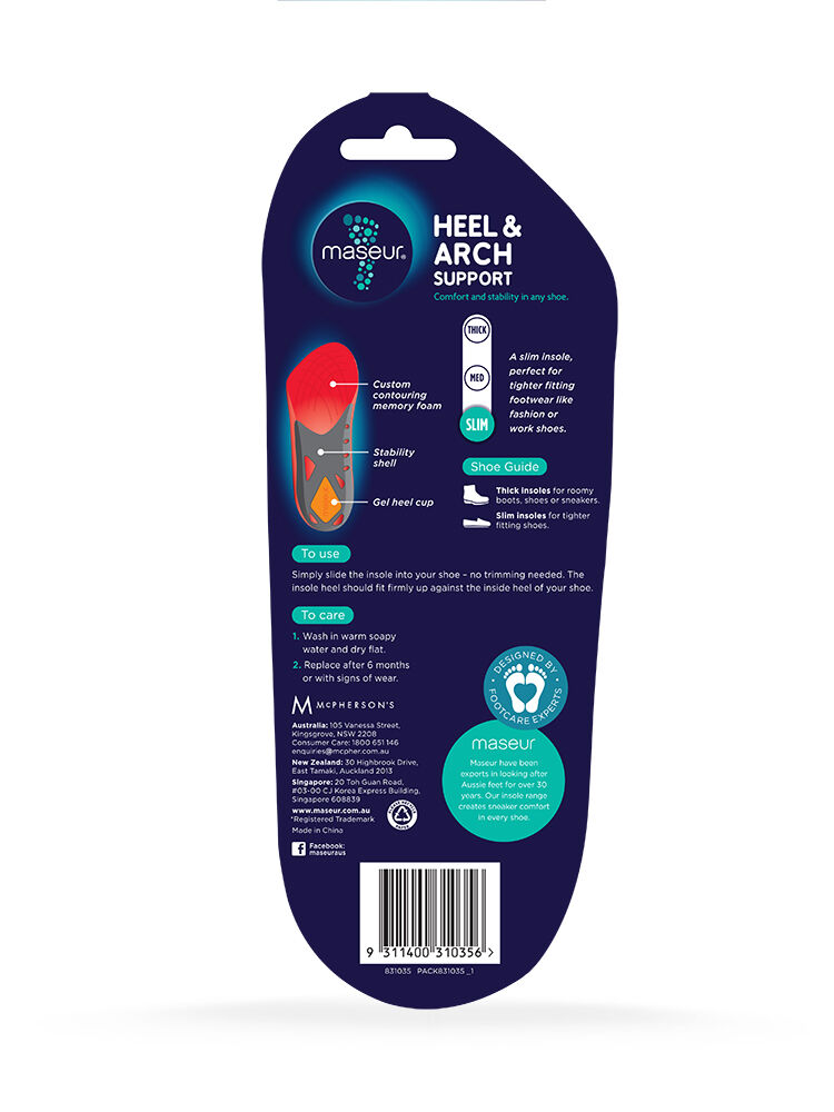 Men's Heel and Arch Support Insoles, 1 